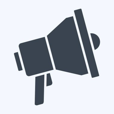 Simge hoparlörü. Acil durum sembolüyle ilgili. Kabartma tarzı. Basit tasarım çizimi