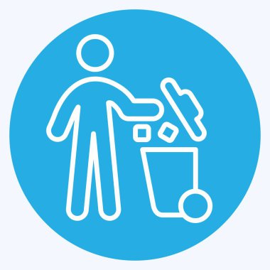 Simge Fırlatma. Silme sembolü ile ilgili. Mavi gözlü. Basit tasarım çizimi