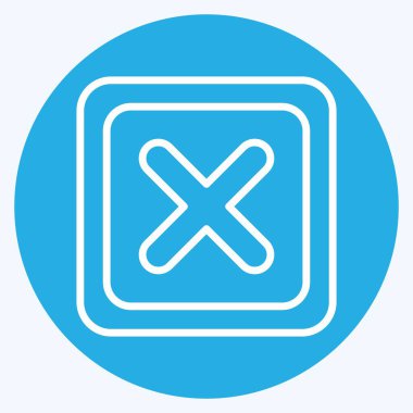 Simge Silme Düğmesi. Silme sembolü ile ilgili. Mavi gözlü. Basit tasarım çizimi