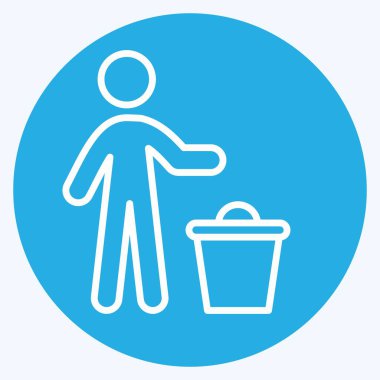 Simge Diskartı. Silme sembolü ile ilgili. Mavi gözlü. Basit tasarım çizimi