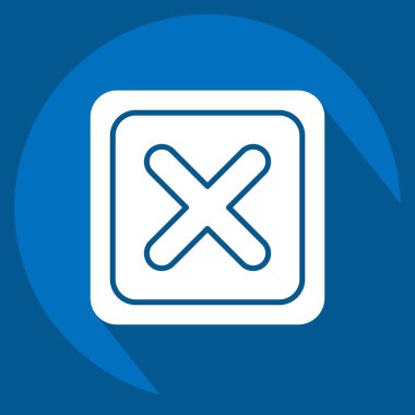 Simge Silme Düğmesi. Silme sembolü ile ilgili. Uzun gölge tarzı. Basit tasarım çizimi