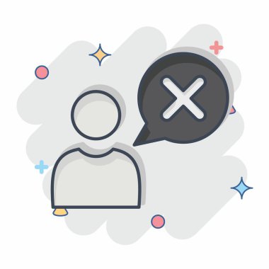 Simge Hatası. Silme sembolü ile ilgili. Çizgi roman. Basit tasarım çizimi