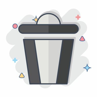 Simge Çöpü. Silme sembolü ile ilgili. Çizgi roman. Basit tasarım çizimi