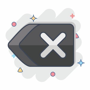 Simge Kaldır. Silme sembolü ile ilgili. Çizgi roman. Basit tasarım çizimi