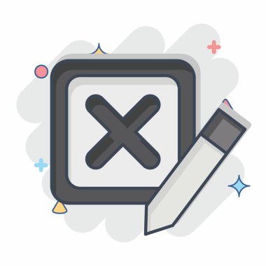 Simge Hatalı. Silme sembolü ile ilgili. Çizgi roman. Basit tasarım çizimi