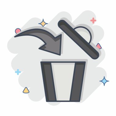 Simge İmha. Silme sembolü ile ilgili. Çizgi roman. Basit tasarım çizimi