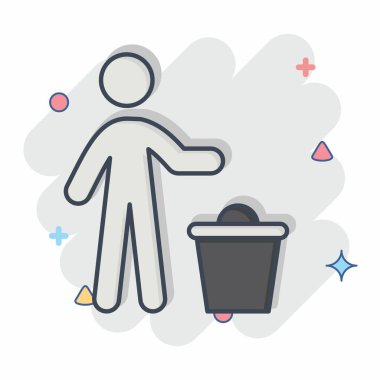 Simge Diskartı. Silme sembolü ile ilgili. Çizgi roman. Basit tasarım çizimi