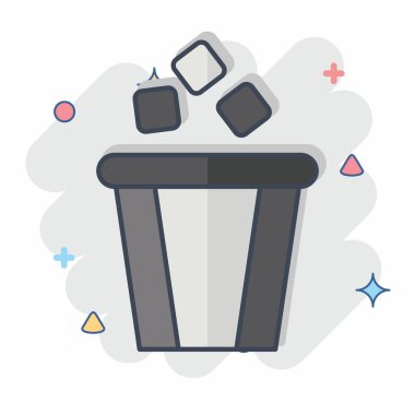 Simge kutusu. Silme sembolü ile ilgili. Çizgi roman. Basit tasarım çizimi