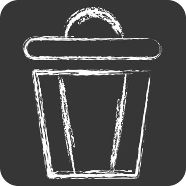 Simge Çöpü. Silme sembolü ile ilgili. Tebeşir stili. Basit tasarım çizimi
