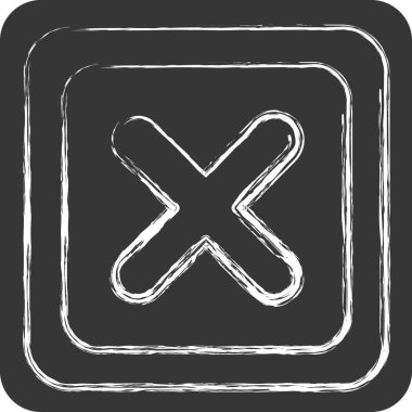 Simge Silme Düğmesi. Silme sembolü ile ilgili. Tebeşir stili. Basit tasarım çizimi