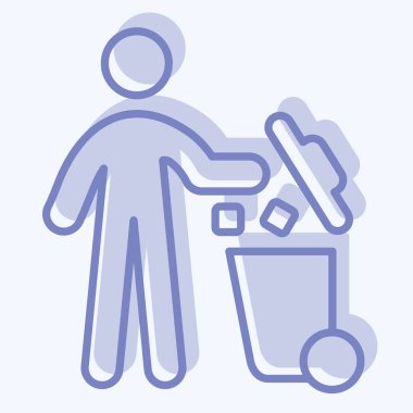 Simge Fırlatma. Silme sembolü ile ilgili. İki ton stili. Basit tasarım çizimi