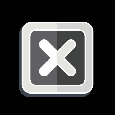 Simge Silme Düğmesi. Silme sembolü ile ilgili. Parlak bir stil. Basit tasarım çizimi