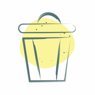 Simge Çöpü. Silme sembolü ile ilgili. Renkli Leke Biçimi. Basit tasarım çizimi