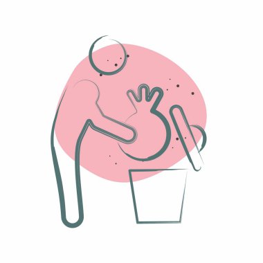 Simge Çöpü. Silme sembolü ile ilgili. Renkli Leke Biçimi. Basit tasarım çizimi