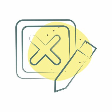 Simge Hatalı. Silme sembolü ile ilgili. Renkli Leke Biçimi. Basit tasarım çizimi