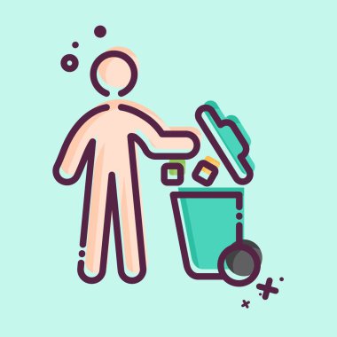 Simge Fırlatma. Silme sembolü ile ilgili. MBE tarzı. Basit tasarım çizimi