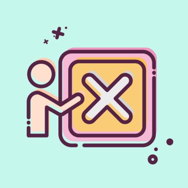 Simge Dağılın. Silme sembolü ile ilgili. MBE tarzı. Basit tasarım çizimi