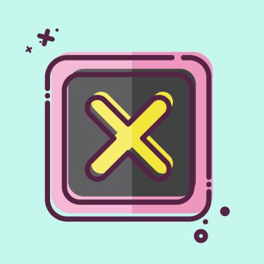 Simge Silme Düğmesi. Silme sembolü ile ilgili. MBE tarzı. Basit tasarım çizimi