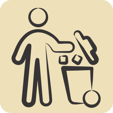 Simge Fırlatma. Silme sembolü ile ilgili. El çizimi tarzı. Basit tasarım çizimi