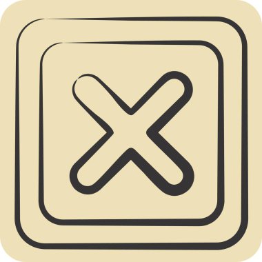 Simge Silme Düğmesi. Silme sembolü ile ilgili. El çizimi tarzı. Basit tasarım çizimi