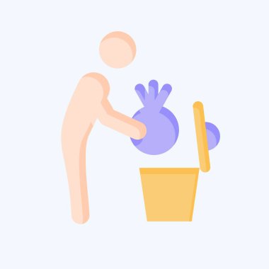 Simge Çöpü. Silme sembolü ile ilgili. Düz stil. Basit tasarım çizimi