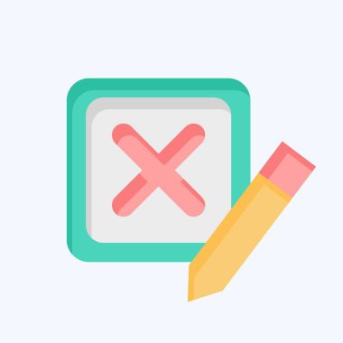 Simge Hatalı. Silme sembolü ile ilgili. Düz stil. Basit tasarım çizimi