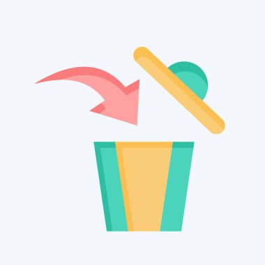 Simge İmha. Silme sembolü ile ilgili. Düz stil. Basit tasarım çizimi