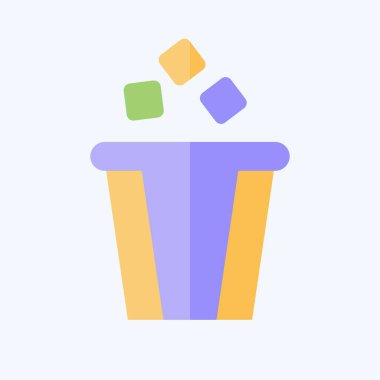 Simge kutusu. Silme sembolü ile ilgili. Düz stil. Basit tasarım çizimi