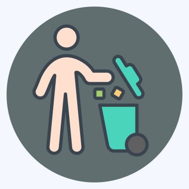 Simge Fırlatma. Silme sembolü ile ilgili. renk arkadaşı stili. Basit tasarım çizimi