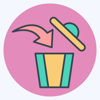 Simge İmha. Silme sembolü ile ilgili. renk arkadaşı stili. Basit tasarım çizimi