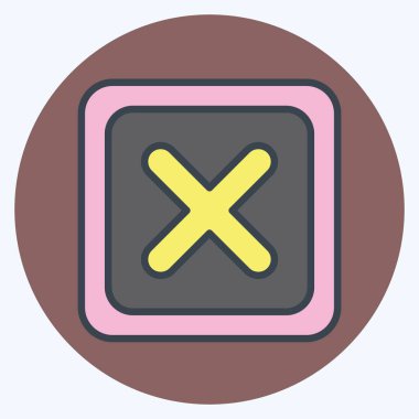 Simge Silme Düğmesi. Silme sembolü ile ilgili. renk arkadaşı stili. Basit tasarım çizimi