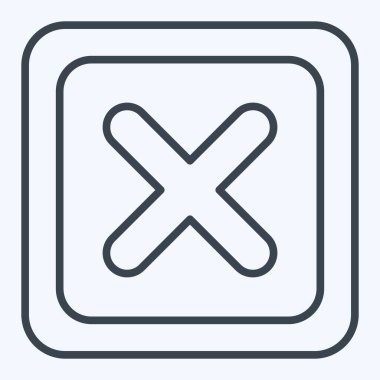 Simge Silme Düğmesi. Silme sembolü ile ilgili. Sıra tarzı. Basit tasarım çizimi