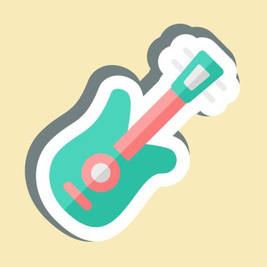 Çıkartma Gitarı. Amerika sembolüyle ilgili. Basit tasarım çizimi