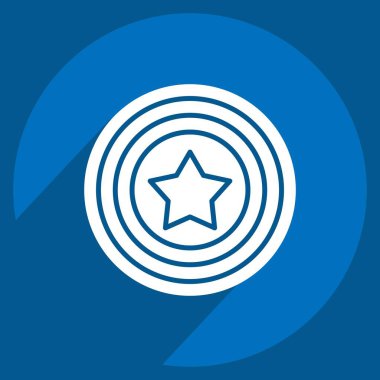 Kaptan Amerika ikonu. Amerika sembolüyle ilgili. Uzun gölge tarzı. Basit tasarım çizimi