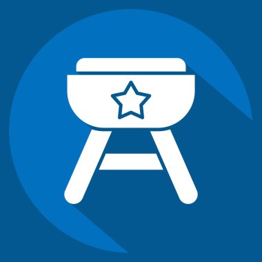 Icon Amerika yemekleri. Amerika sembolüyle ilgili. Uzun gölge tarzı. Basit tasarım çizimi