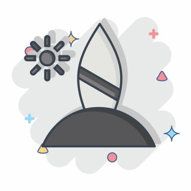 Icon Sahili. Amerika sembolüyle ilgili. Çizgi roman. Basit tasarım çizimi