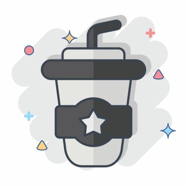 Icon Amerika İçkisi. Amerika sembolüyle ilgili. Çizgi roman. Basit tasarım çizimi