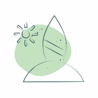 Icon Sahili. Amerika sembolüyle ilgili. Renkli Leke Biçimi. Basit tasarım çizimi