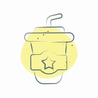 Icon Amerika İçkisi. Amerika sembolüyle ilgili. Renkli Leke Biçimi. Basit tasarım çizimi