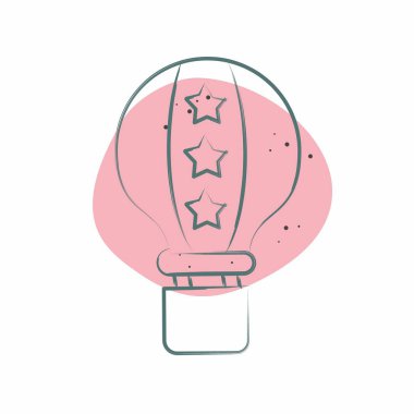 Icon America Hava Balonu. Amerika sembolüyle ilgili. Renkli Leke Biçimi. Basit tasarım çizimi