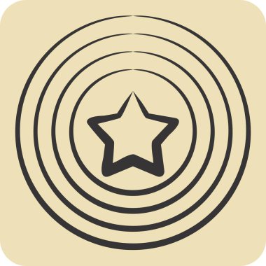 Kaptan Amerika ikonu. Amerika sembolüyle ilgili. El çizimi tarzı. Basit tasarım çizimi