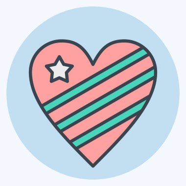 Icon Amerika 'yı seviyor. Amerika sembolüyle ilgili. renk arkadaşı stili. Basit tasarım çizimi