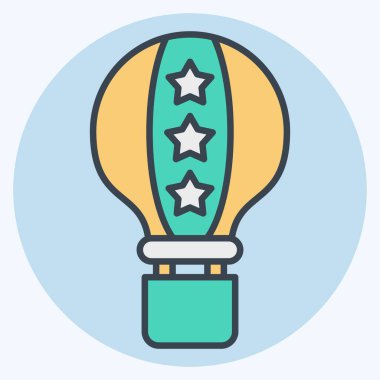 Icon America Hava Balonu. Amerika sembolüyle ilgili. renk arkadaşı stili. Basit tasarım çizimi