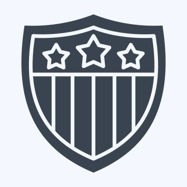 Simge amblemi. Amerika sembolüyle ilgili. Kabartma tarzı. Basit tasarım çizimi