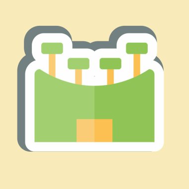 Etiket Stadyumu. Rugby sembolüyle ilgili. Basit tasarım çizimi