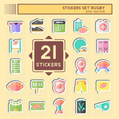 Çıkartma Seti Evi. Spor sembolüyle ilgili. Basit tasarım çizimi