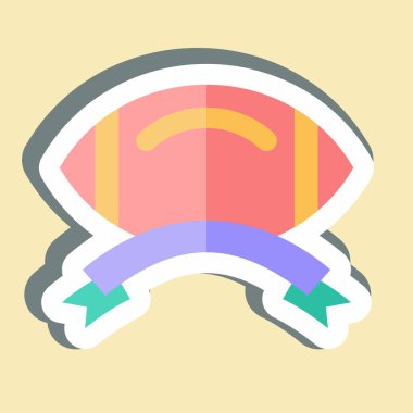 Etiket Kurdelesi Banner. Rugby sembolüyle ilgili. Basit tasarım çizimi