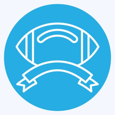 Simge Kurdele Sancağı. Rugby sembolüyle ilgili. Mavi gözlü. Basit tasarım çizimi