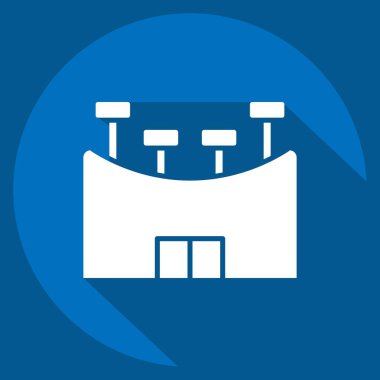 Icon Stadyumu. Rugby sembolüyle ilgili. Uzun gölge tarzı. Basit tasarım çizimi