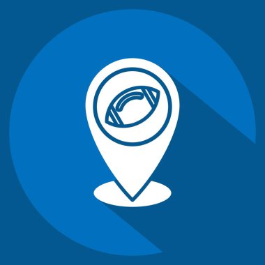 Simge Yer Tutucu. Rugby sembolüyle ilgili. Uzun gölge tarzı. Basit tasarım çizimi